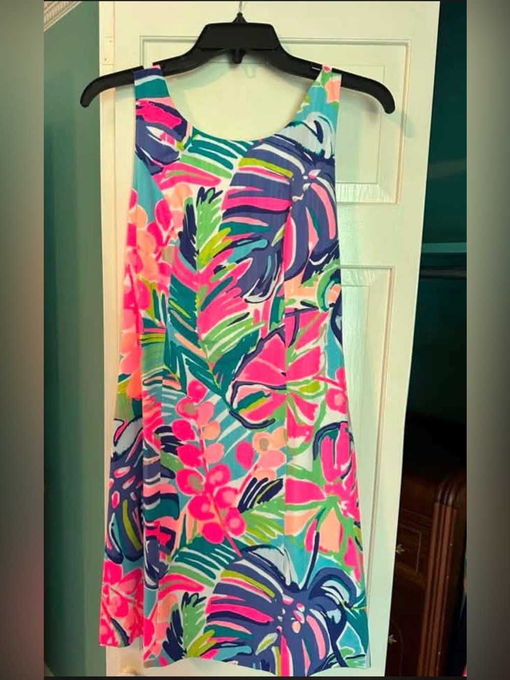 Lilly Pulitzer Neon Tropical Shift Dress - Pink Teal Navy